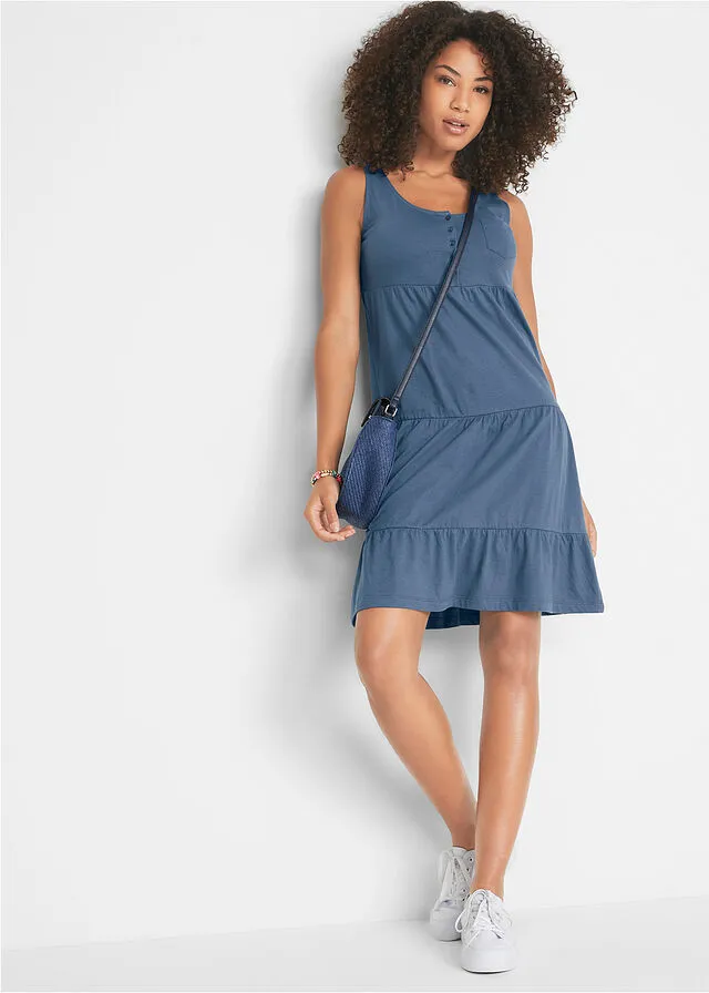 Baumwoll Jerseykleid, kurz índigo