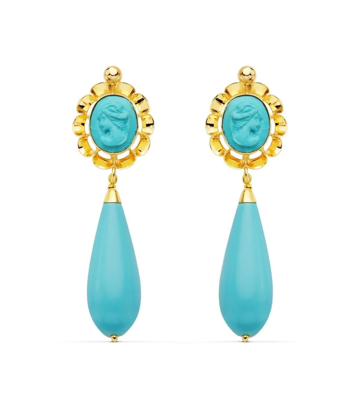 Boucles d'oreilles Pendantes Marisol Turquoise Or 18K 47mm