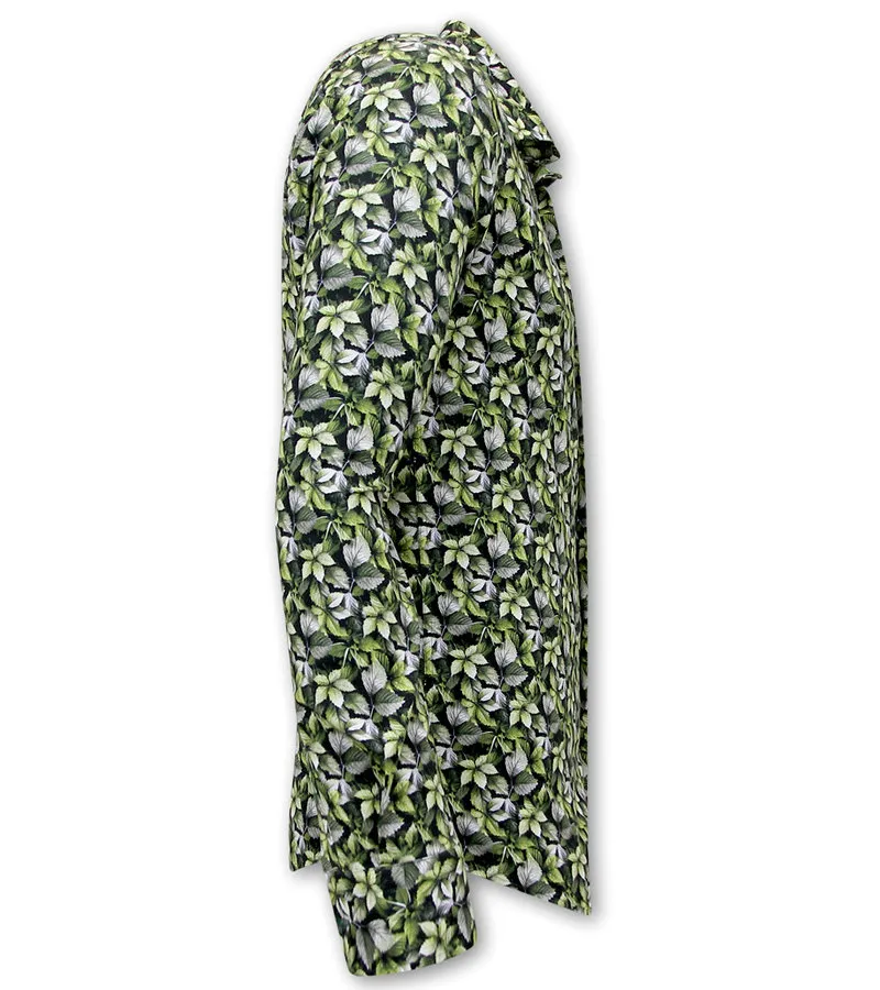 CAMISA DE HOMBRE ESTAMPADO HOJAS  3115  VERDE