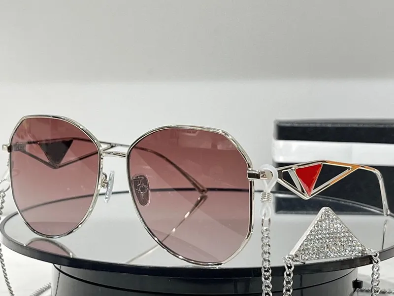 GAFAS DE SOL DE DISEñADOR PARA MUJER LENTE REDONDA DE GRAN TAMAñO TRIáNGULO MARCO DE METAL DORADO ANTIULTRAVIOLETA GAFAS DE SOL