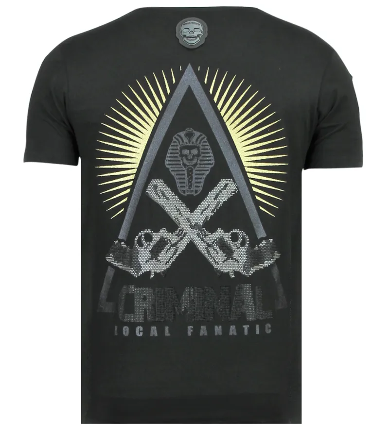 REBEL PHARAOH RHINESTONE  CAMISETAS HOMBRE  6322W  NEGRO