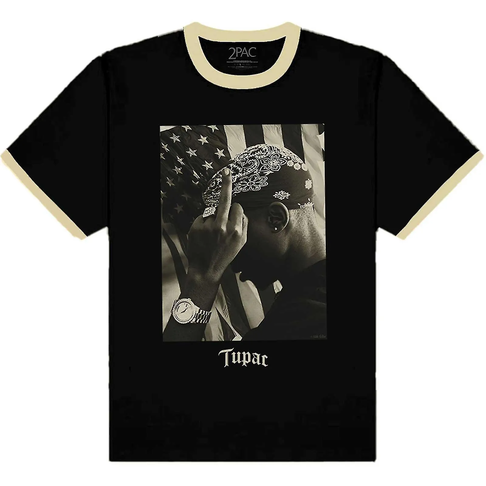 TUPAC SHAKUR UNISEX ADULT FLAG FOTO TSHIRT