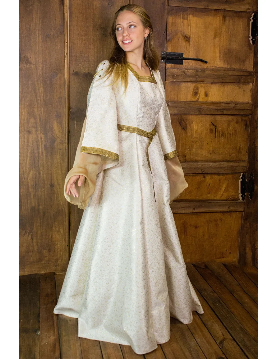 VESTIDO MEDIEVAL NOBLE AQUITANIA  BLANCO